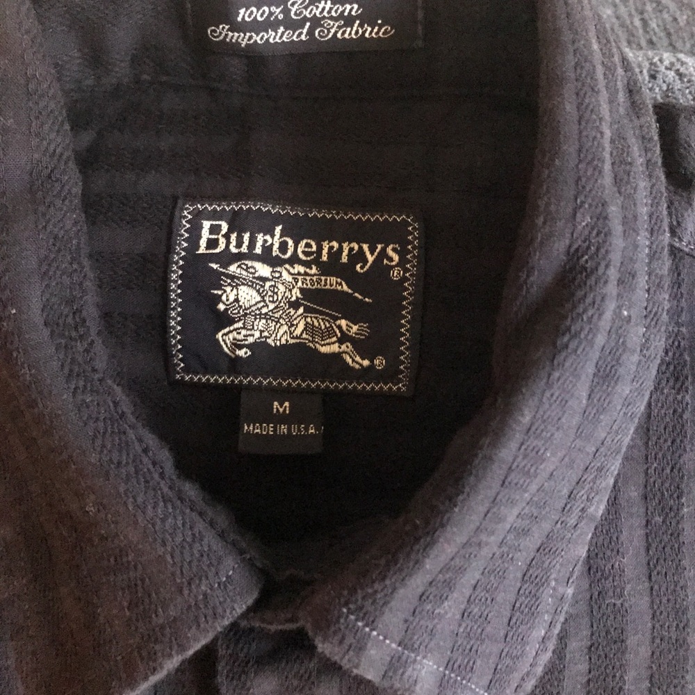 Burberry Men’s M Long Sleeve Button Down Navy - Picture 7 of 8